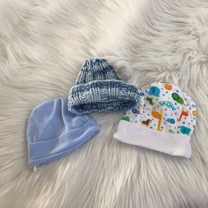 Newborn baby hat lot of three